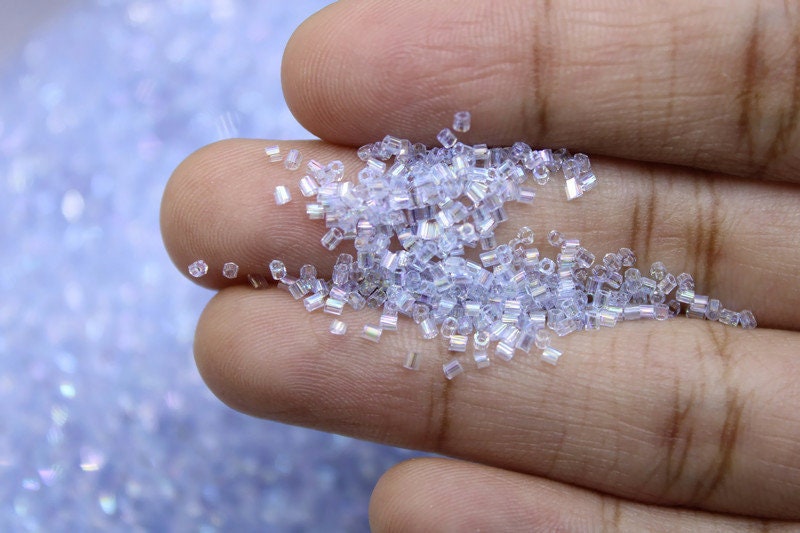 Matsuno Hexagon 2 Cut, 15/0, Sky Blue AB, Japanese Seed Beads, 10/20/50 Grams, Hex Cut Beads, MGB Glass Beads, Embroidery Material, 13R (543)/S14