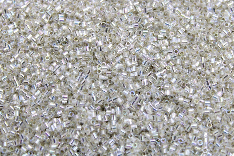 Matsuno Hexagon 2 Cut, 15/0, White Silver-Line AB, Japanese Seed Beads, 10/20/50 Grams, Hex Cut Beads, MGB Beads, Embroidery Material, (34-R)/S12