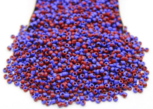 11/0 Navy Blue-Red Striped Seed Beads, 20/50/100 Grams Packs, Embroidery Beads, Jewelry Beads, Craft Supply, Rondelle Beads, Indian Seed Bead, 485/15.