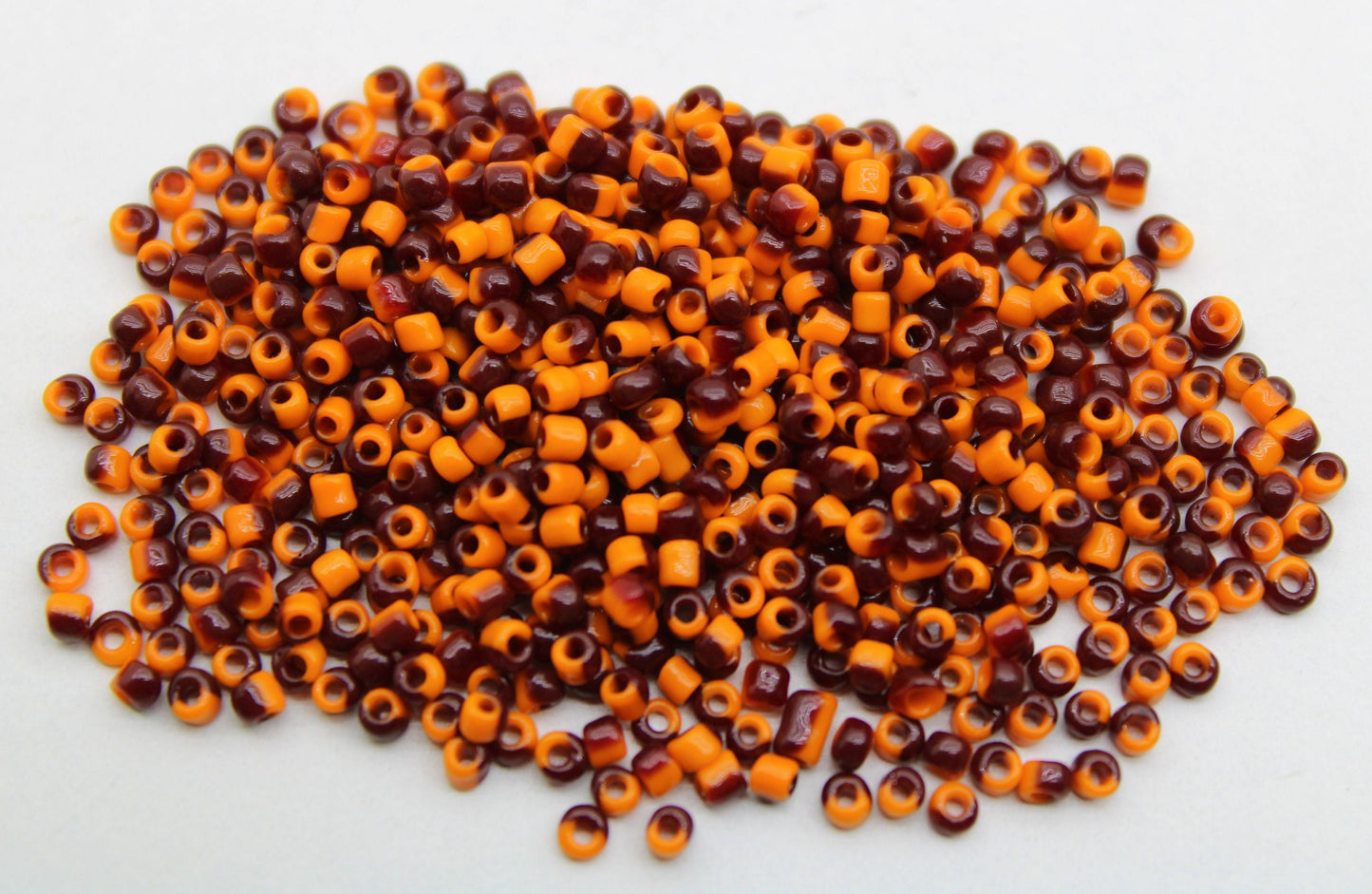 11/0 Burgundy-Orange Striped Seed Beads, 20/50/100 Grams Packs, Embroidery Beads, Jewelry Beads, Craft Supply, Rondelle Beads, Indian Beads, 510/17.