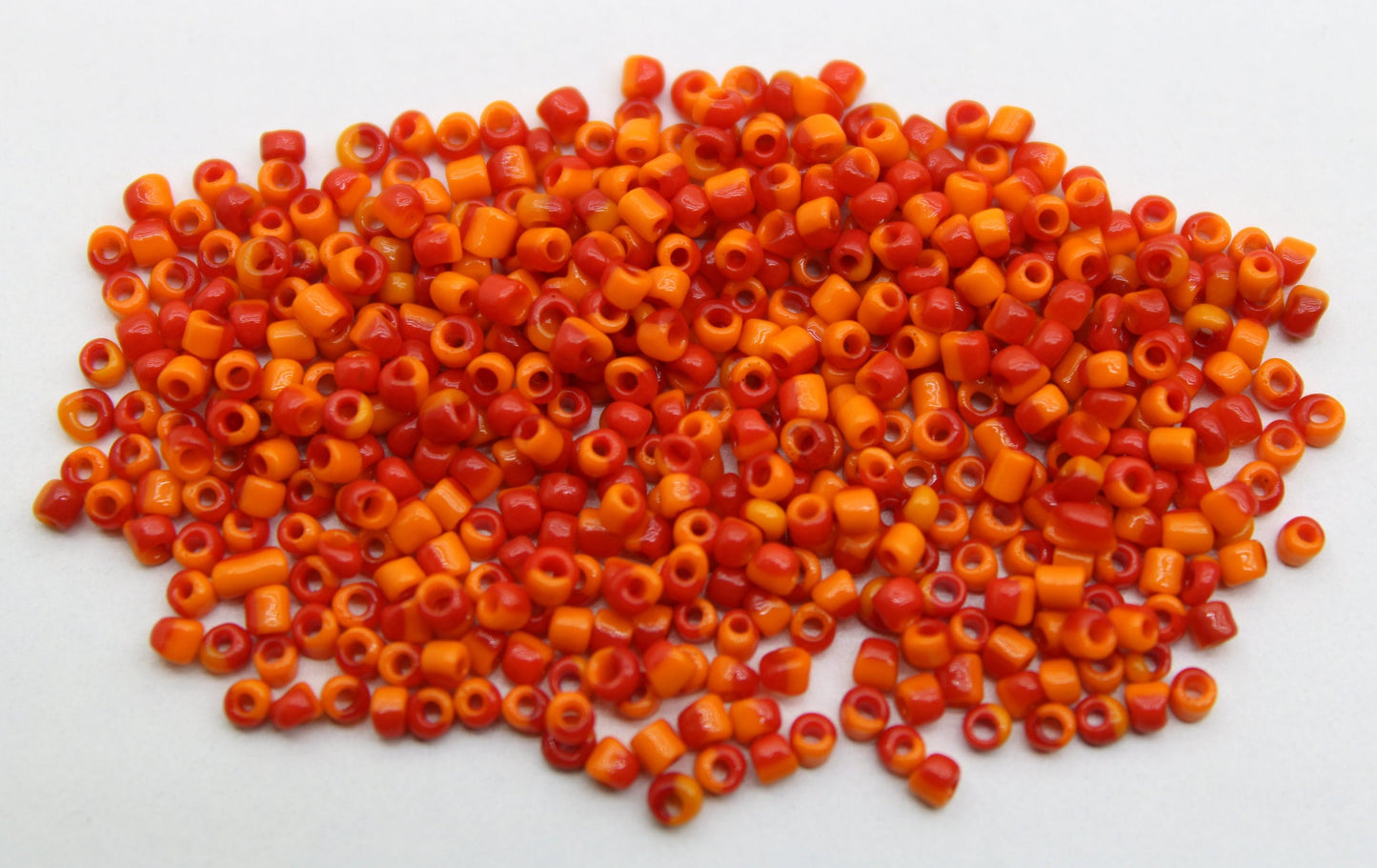 11/0 Red-Orange Striped Seed Beads, 20/50/100 Grams Packs, Embroidery Beads, Jewelry Beads, Craft Supply, Rondelle Beads, Indian Seed Beads, 513/21.