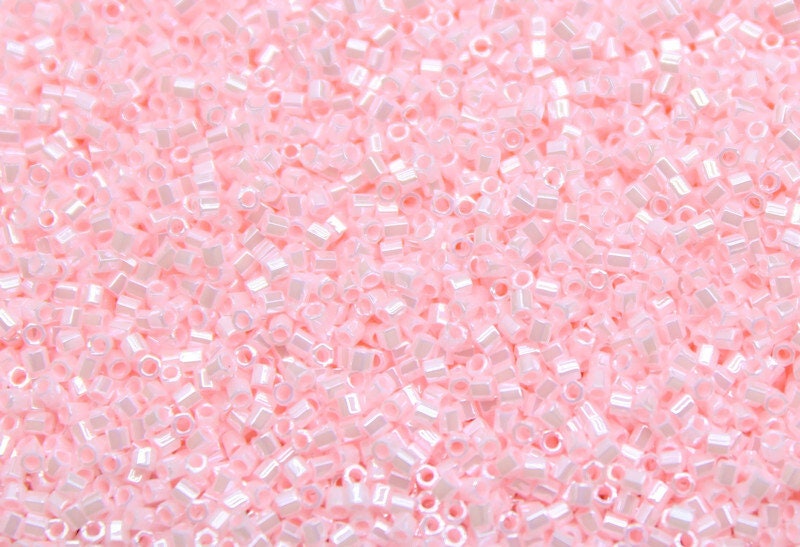 Miyuki Hexagon 2 Cut, 15/0, Blush Pink Luster, Japanese Seed Beads, 10/20/50 Grams, Hex Cut Beads, Miyuki Glass Beads, Embroidery Material, 427/S8