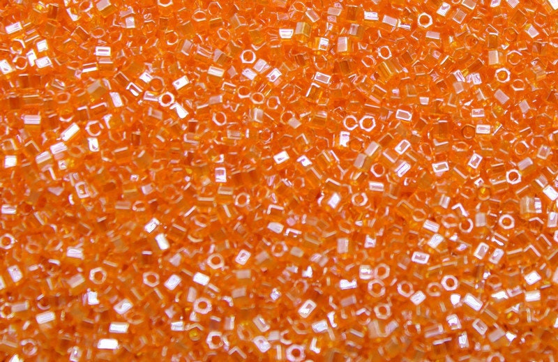 Miyuki Hexagon 2 Cut, 15/0, Orange Luster, Japanese Seed Beads, 10/20/50 Grams, Hex Cut Beads, Miyuki Beads, Embroidery Material, Supply, 165/S7
