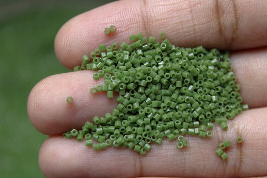 Miyuki Hexagon 2 Cut, 15/0, Opaque Avocado, Japanese Seed Beads, 10/20/50 Grams, Hex Cut Beads, Miyuki Glass Beads, Embroidery Material, 501/S25