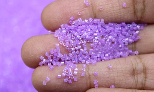 Miyuki Hexagon 2 Cut, 15/0, Orchid Lined Crystal, Japanese Seed Beads, 10/20/50 Grams, Hex Beads, Miyuki Glass Beads, Embroidery Material, Jewelry Supply, 222/S23