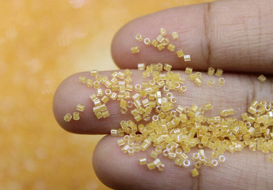 Miyuki Hexagon 2 Cut, 15/0, Lemon Lined Crystal, Japanese Seed Beads, 10/20/50 Grams, Hex Beads, Miyuki Glass Beads, Embroidery Material, 202/S4