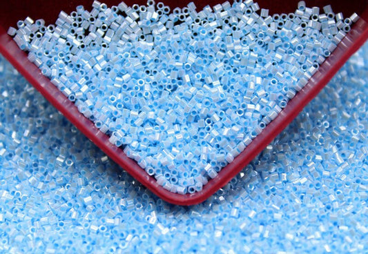 Miyuki Hexagon 2 Cut, 15/0, Light Blue Opaque Luster, Japanese Seed Beads, 10/20/50 Grams, Hex Cut Beads, Miyuki Beads, Embroidery Supply, 433/S21