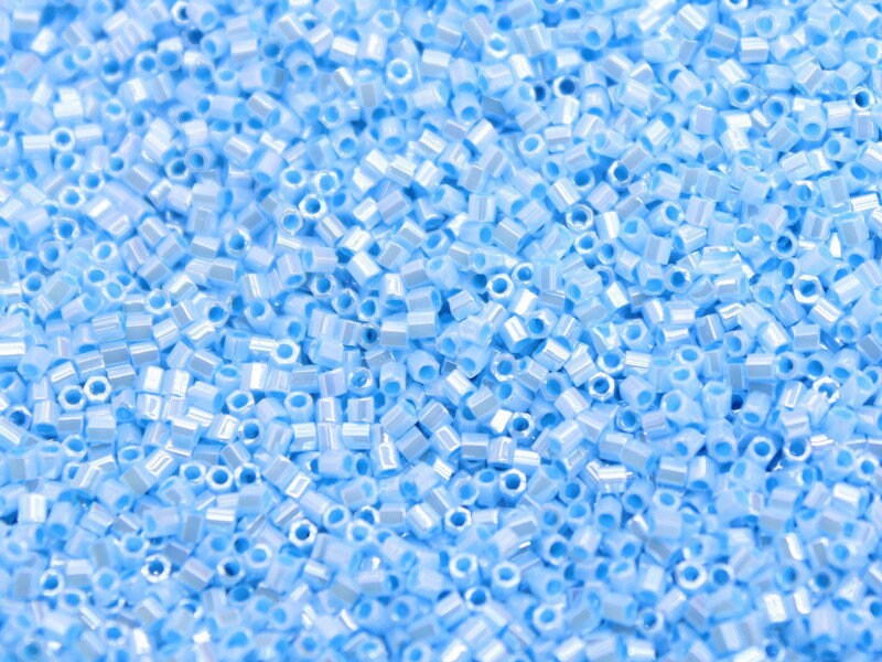 Miyuki Hexagon 2 Cut, 15/0, Light Blue Opaque Luster, Japanese Seed Beads, 10/20/50 Grams, Hex Cut Beads, Miyuki Beads, Embroidery Supply, 433/S21