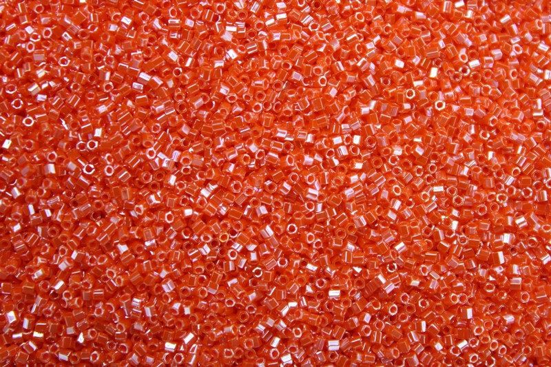 Miyuki Hexagon 2 Cut, 15/0, Dark Orange Luster, Japanese Seed Beads, 10/20/50 Grams, Hex Beads, Miyuki Glass Beads, Embroidery Material, 424/S19