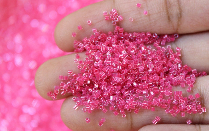 Miyuki Hexagon 2 Cut, 15/0, Carnation Pink Lined Crystal, Japanese Seed Beads, 10/20/50 Grams, Hex Cut Beads, Miyuki Glass Beads, 208/S31