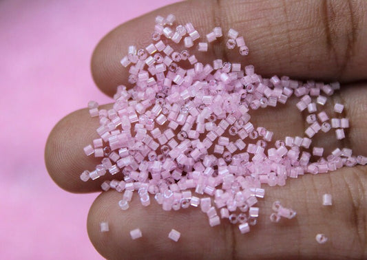 Miyuki Hexagon 2 Cut, 15/0, Pink Lined Crystal, Japanese Seed Beads, 10/20/50 Grams, Hex Cut Beads, Miyuki Beads, Embroidery Material, 207/S32