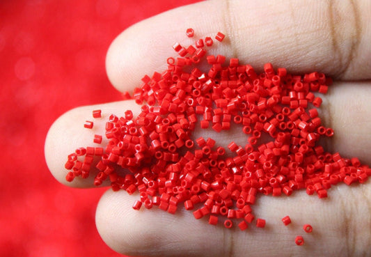 Miyuki Hexagon 2 Cut, 15/0, Opaque Red, Japanese Seed Beads, 10/20/50 Grams, Hex Cut Beads, Miyuki Glass Beads, Embroidery Material, 408/S33