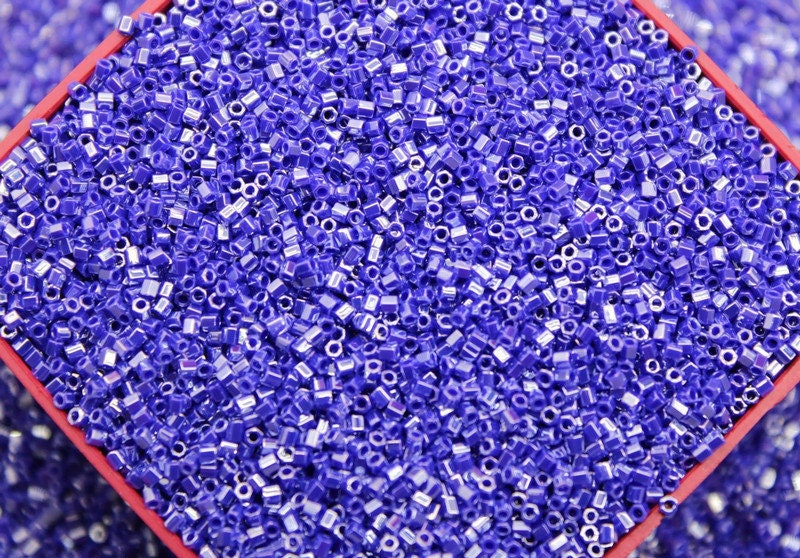 Miyuki Hexagon 2 Cut, 15/0, Cobalt Blue Opaque Luster, Japanese Seed Beads, 10/20/50 Grams, Hex Beads, Miyuki Beads, Jewelry Material, 434/S35