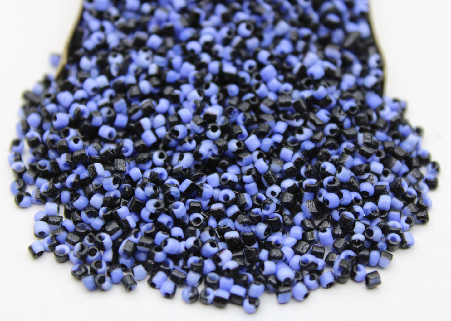 11/0 Blue-Black Striped Seed Beads, 20/50/100 Grams Packs, Embroidery Beads, Jewelry Beads, Craft Supply, Rondelle Beads, Indian Seed Beads, 511/19.