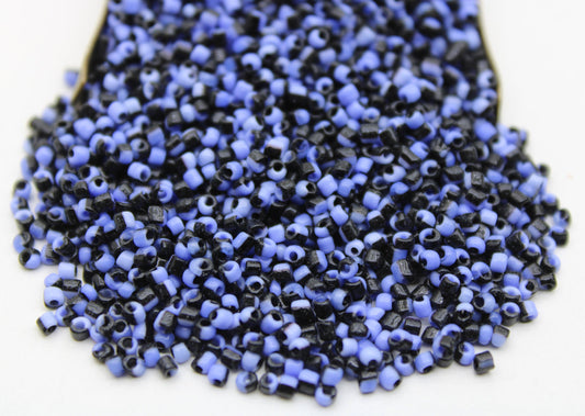 11/0 Blue-Black Striped Seed Beads, 20/50/100 Grams Packs, Embroidery Beads, Jewelry Beads, Craft Supply, Rondelle Beads, Indian Seed Beads, 511/19.