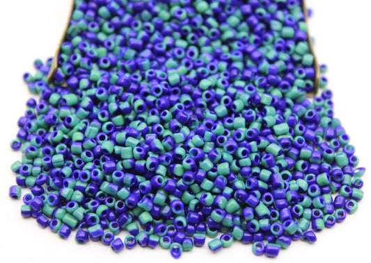 11/0 Navy Blue-Green Striped Seed Beads, 20/50/100 Grams Packs, Embroidery Beads, Jewelry Beads, Craft Supply, Rondelle Beads, Indian Beads, 516/24.
