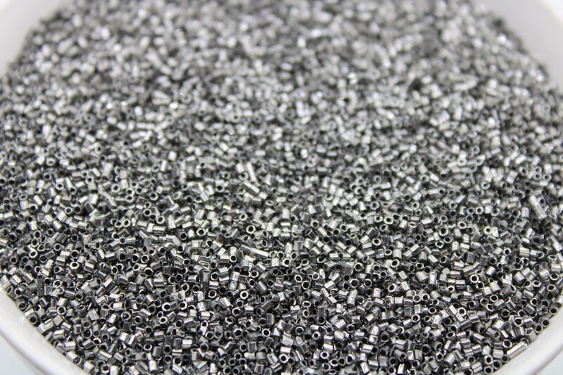 15/0 Czech Hexagon 2 Cut, Gray Metallic, 10/20/50/100 Grams Packs, Embroidery making, Jewelry Making, Vintage Beads, craft Supply, Seed Beads, 578/21