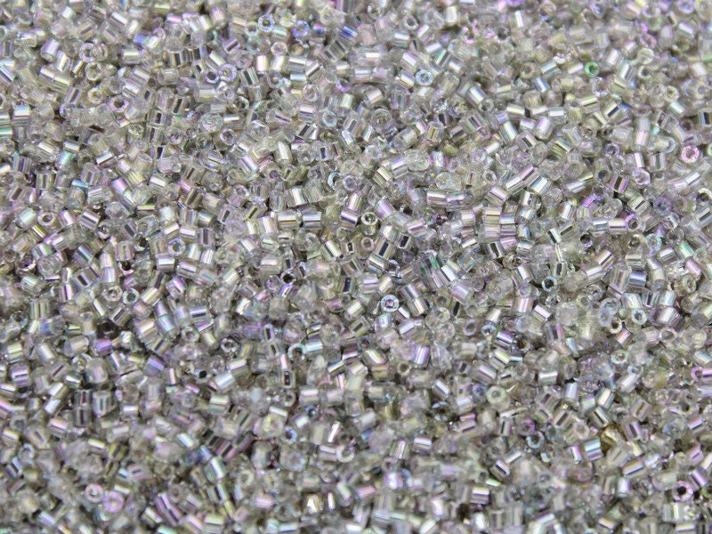 15/0 Czech Hexagon 2 Cut, White AB, 10/20/50/100 Grams Packs, Embroidery making, Jewelry Making, Vintage Beads, craft Supply, Seed Beads, 21RB/19