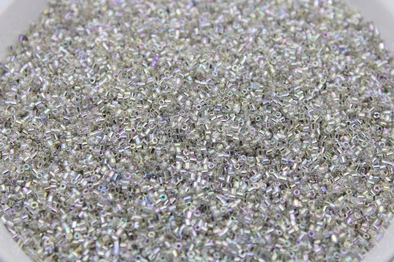 15/0 Czech Hexagon 2 Cut, White AB, 10/20/50/100 Grams Packs, Embroidery making, Jewelry Making, Vintage Beads, craft Supply, Seed Beads, 21RB/19