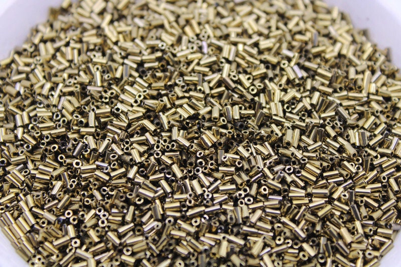 Czech Bugles, Size 3mm, Metallic Light Bronze, 10/20/50/100 Grams Pack, Czech Seed Beads, Embroidery Beads, Jewelry Beads, Craft Supply, 222SM