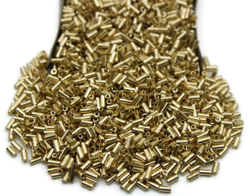 Czech Bugles, Size 3mm, Matte Gold, 10/20/50/100 Grams Pack, Czech Seed Beads, Embroidery Beads, Jewelry Beads, Craft Supply, 183SM