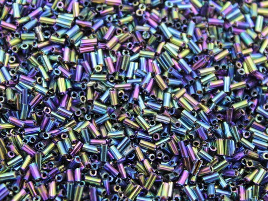 Czech Bugles, Size 3mm, Green Iris, 10/20/50/100 Grams Pack, Czech Seed Beads, Embroidery Beads, Jewelry Beads, Craft Supply, 49RBSM