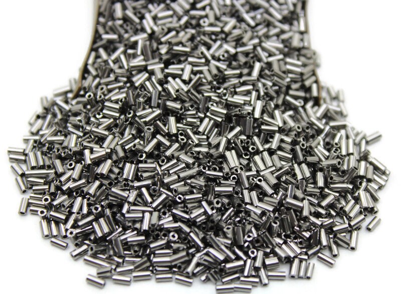 Czech Bugles, Size 3mm, Gray Metallic, 10/20/50/100 Grams Pack, Czech Seed Beads, Embroidery Beads, Jewelry Beads, Craft Supply, 576SM