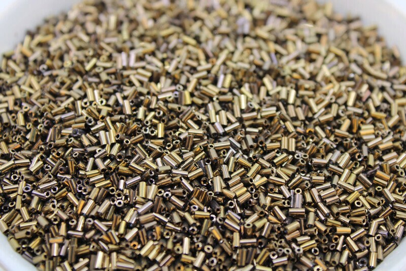 Czech Bugles, Size 3 MM, Metallic Dark Bronze, 10/20/50/100 Grams Pack, Czech Seed Beads, Embroidery Beads, Jewelry Beads, Craft Supply, 721SM