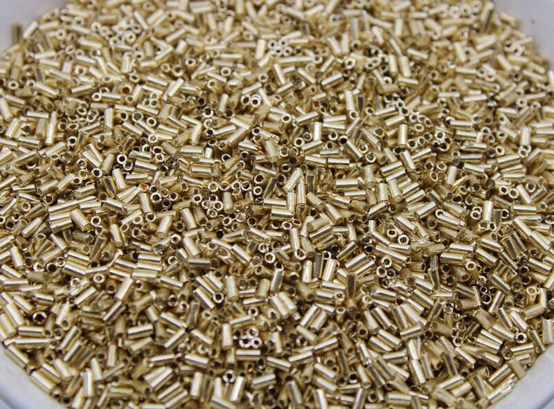 Czech Bugles, Size 3mm, Matte Gold, 10/20/50/100 Grams Pack, Czech Seed Beads, Embroidery Beads, Jewelry Beads, Craft Supply, 183SM