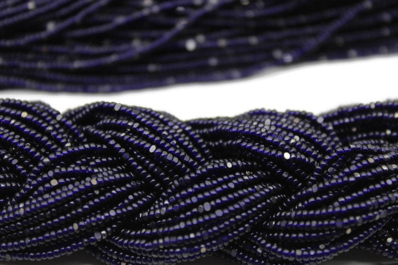 13/0 Charlotte Cut Beads, Tr. Navy Blue with Silver Gleams, 1/3/5 Hanks, Preciosa Ornella Beads, Embroidery Beads, Craft Supply, Findings, 30110.