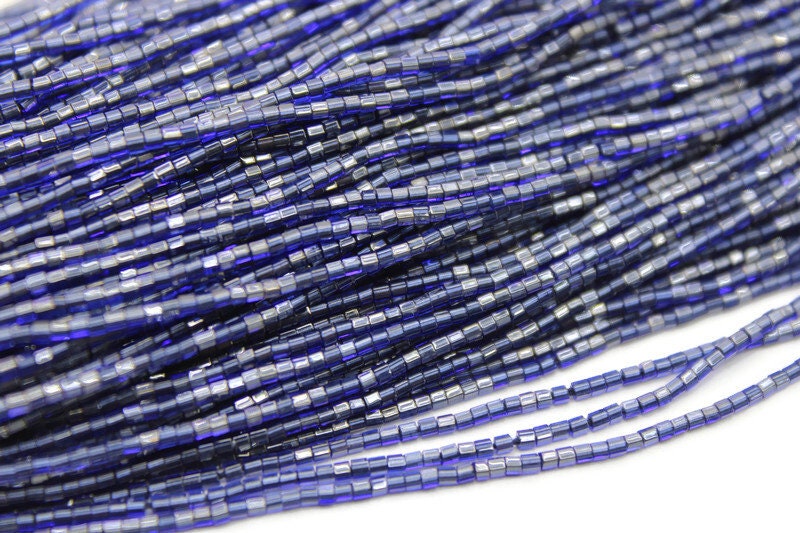 Miyuki Hexagon 2 Cut, 15/0, Dark Sapphire, Japanese Beads, 1 Hank, Embroidery Beads, Jewelry Findings, Vintage Beads, Hex Cut Beads, Supply