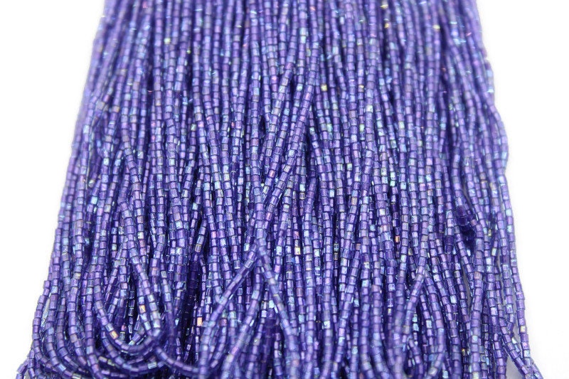 Miyuki Hexagon 2 Cut, 15/0, Bluish Purple AB, Japanese Beads, 1 Hank, Embroidery Beads, Jewelry Findings, Vintage Beads, Hex Cut Beads, Supply