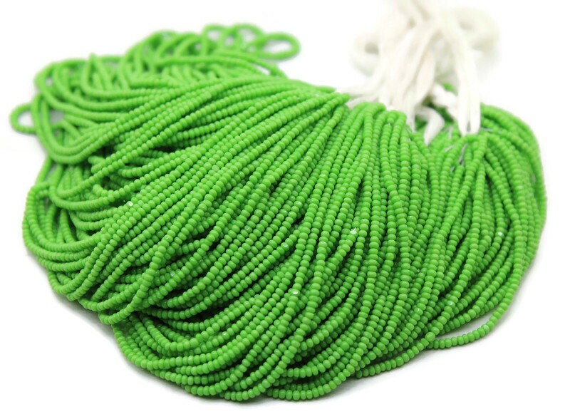 13/0 Charlotte Cut Beads, Peridot Green Opaque, 1/3/5 Hanks, Preciosa Ornella Beads, Embroidery Beads, Craft Supply, Jewelry Findings, 53200.