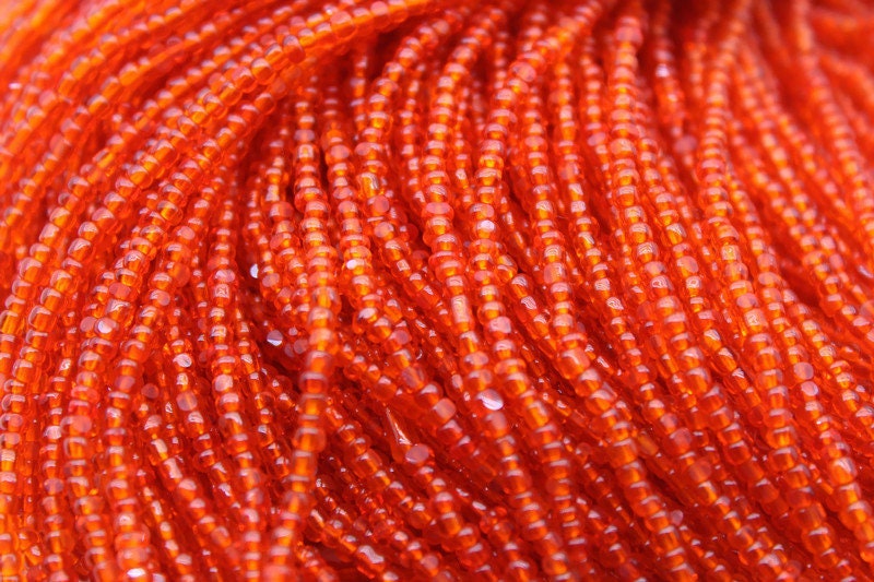 11/0 Charlotte Chip Beads, Tr. Dark Orange (2 Perfect Facets) 1/3/5 Hanks, Handmade Charlotte, Jewelry Supply, Charlotte True Cut Beads