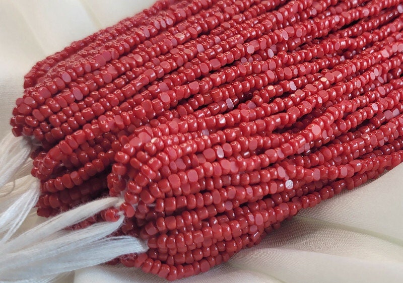 11/0 Charlotte Chip Beads, Dark Coral Red Opaque (2 Perfect Facets) 1/3/5 Hanks, Handmade Charlotte, Jewelry Supply, Charlotte True Cuts
