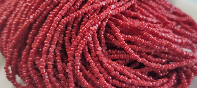 11/0 Charlotte Chip Beads, Dark Coral Red Opaque (2 Perfect Facets) 1/3/5 Hanks, Handmade Charlotte, Jewelry Supply, Charlotte True Cuts