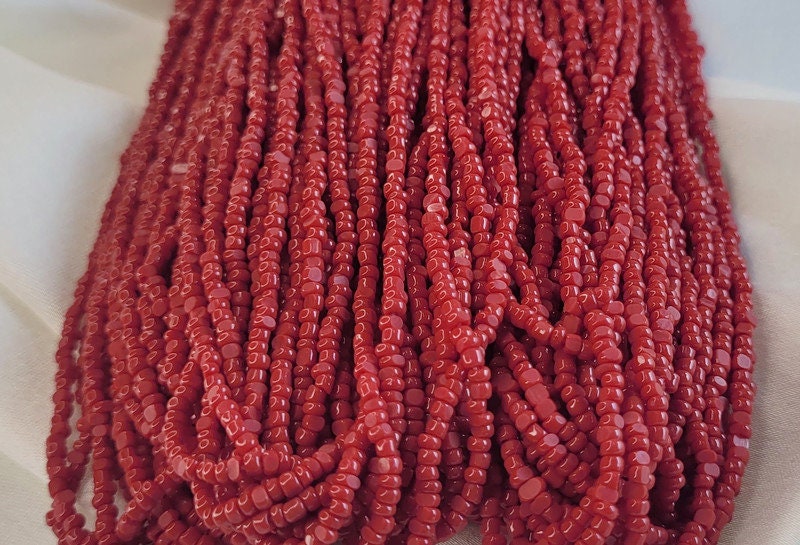 11/0 Charlotte Chip Beads, Dark Coral Red Opaque (2 Perfect Facets) 1/3/5 Hanks, Handmade Charlotte, Jewelry Supply, Charlotte True Cuts