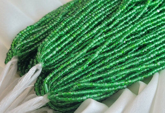 11/0 Charlotte Chip Beads, Tr. Green (2 Perfect Facets) 1/3/5 Hanks, Handmade Charlotte, Jewelry Supply, Charlotte True Cuts, Rare Beads