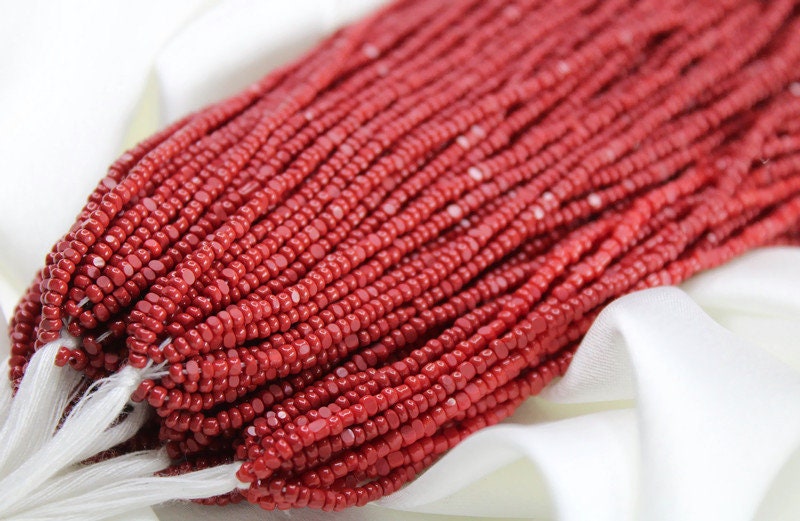 11/0 Charlotte Chip Beads, Coral Red Opaque (2 Perfect Facets) 1/3/5 Hanks, Handmade Charlotte, Jewelry Supply, Charlotte True Cut Beads