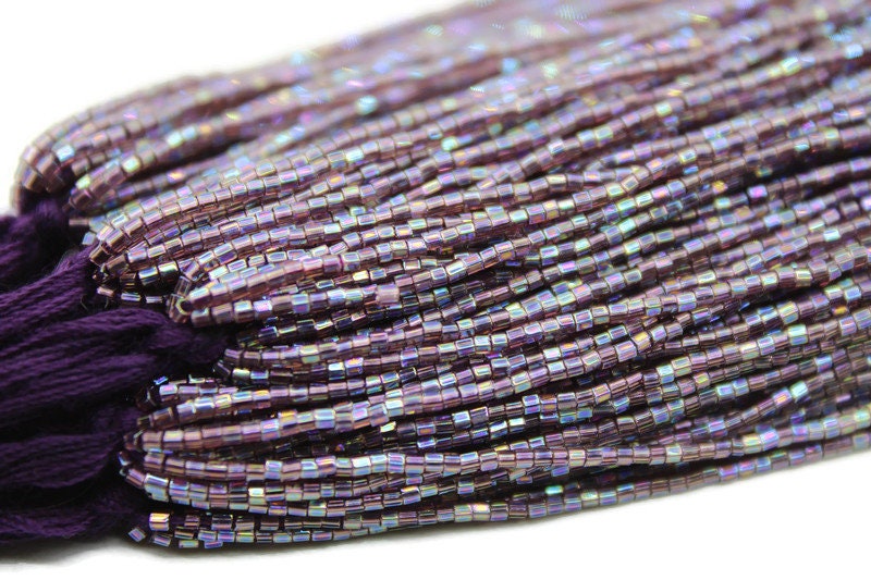 Miyuki Hexagon 2 Cut, 15/0, Amethyst AB, Japanese Beads, 1 Hank, Embroidery Beads, Jewelry Findings, Vintage Beads, Hex Cut Beads, Supply