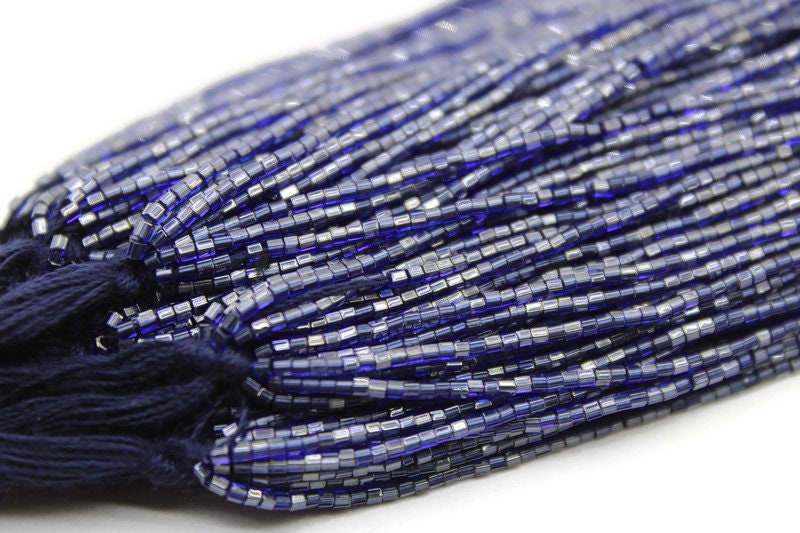 Miyuki Hexagon 2 Cut, 15/0, Dark Sapphire, Japanese Beads, 1 Hank, Embroidery Beads, Jewelry Findings, Vintage Beads, Hex Cut Beads, Supply