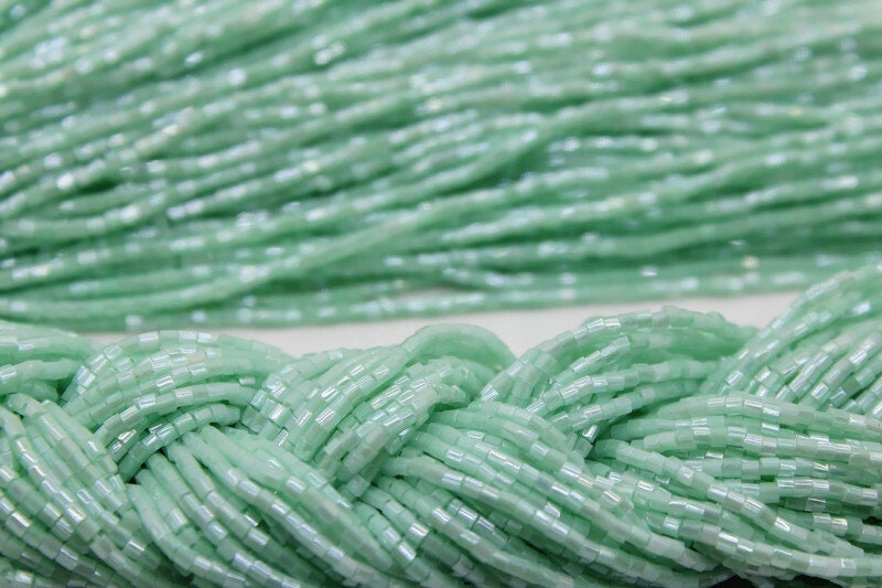 Miyuki Hexagon 2 Cut, 15/0, Light Mint, Japanese Beads, 1 Hank, Embroidery Beads, Jewelry Findings, Vintage Beads, Hex Cut Beads, Supply