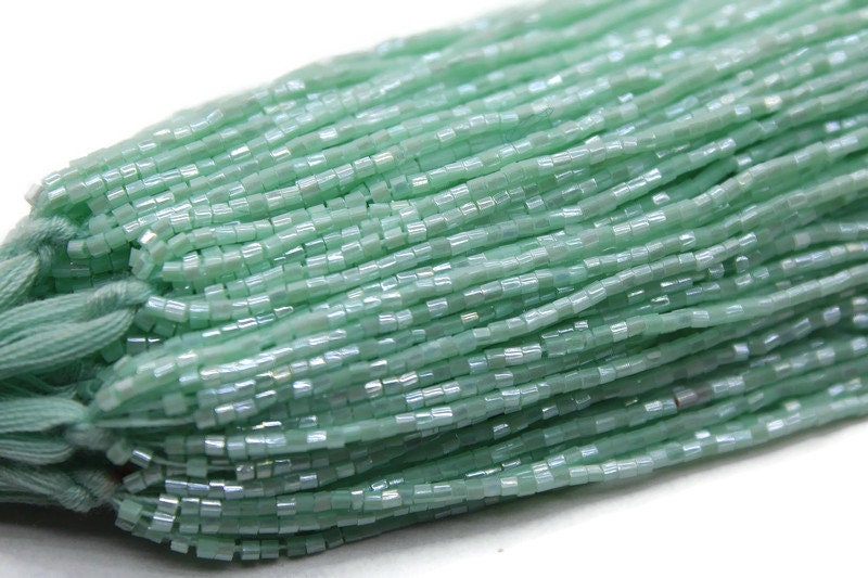 Miyuki Hexagon 2 Cut, 15/0, Light Mint, Japanese Beads, 1 Hank, Embroidery Beads, Jewelry Findings, Vintage Beads, Hex Cut Beads, Supply