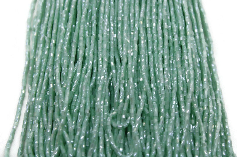 Miyuki Hexagon 2 Cut, 15/0, Light Mint, Japanese Beads, 1 Hank, Embroidery Beads, Jewelry Findings, Vintage Beads, Hex Cut Beads, Supply