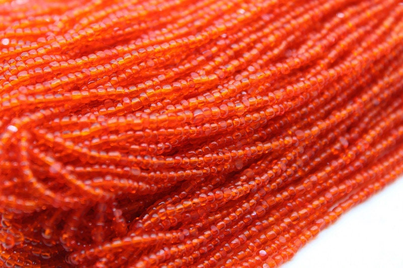 11/0 Charlotte Chip Beads, Tr. Dark Orange (2 Perfect Facets) 1/3/5 Hanks, Handmade Charlotte, Jewelry Supply, Charlotte True Cut Beads