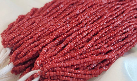 11/0 Charlotte Chip Beads, Dark Coral Red Opaque (2 Perfect Facets) 1/3/5 Hanks, Handmade Charlotte, Jewelry Supply, Charlotte True Cuts