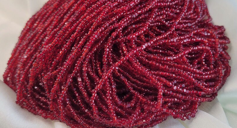 11/0 Charlotte Chip Beads, Tr. Dark Ruby (2 Perfect Facets) 1/3/5 Hanks, Handmade Charlotte, Jewelry Supply, Charlotte True Cuts, Rare Beads