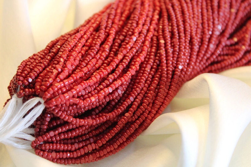 11/0 Charlotte Chip Beads, Coral Red Opaque (2 Perfect Facets) 1/3/5 Hanks, Handmade Charlotte, Jewelry Supply, Charlotte True Cut Beads