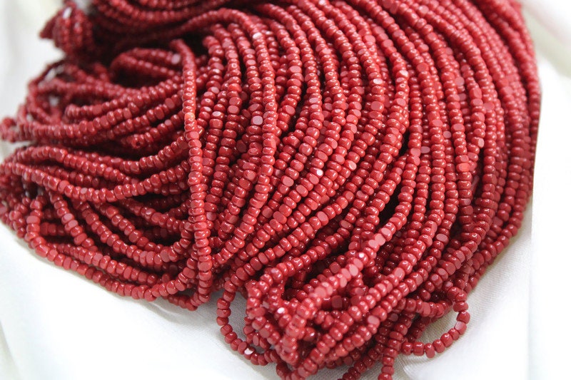 11/0 Charlotte Chip Beads, Coral Red Opaque (2 Perfect Facets) 1/3/5 Hanks, Handmade Charlotte, Jewelry Supply, Charlotte True Cut Beads