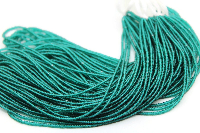 13/0 Charlotte True Cut Beads, Tr. Sea Green (2 Perfect Facets) 1 Hank, Embroidery Material, Jewelry Supply, Vintage Premium True Cuts, 50710